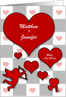 Personalized Valentine’s Day Lover’s Hearts with Cupid card