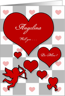 Personalized Valentine’s Day Hearts with Cupid card