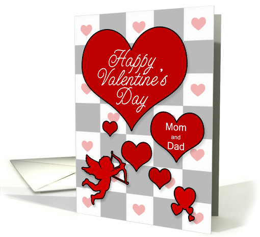 For Mom and Dad on Valentine's Day Hearts with Cupid card (899605)