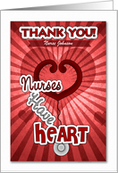 Nurses Day Thank You with Custom Name with Red Heart Theme card