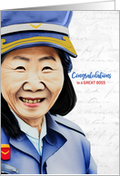 for Female Boss Postal Service Retirement Chinese Woman card