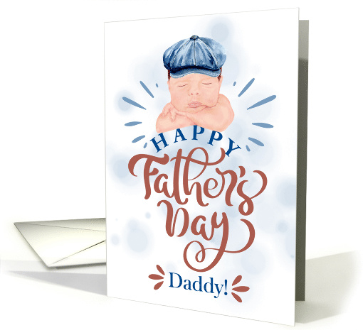 for Daddy on Father's Day Cute Baby in a Blue Gatsby Beret card