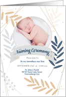 Naming Ceremony Invitation Nature Inspired Botanical Photo card