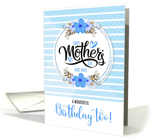 Birthday on Mother's Day Blue Bontanical and Polka Dots card (917065)