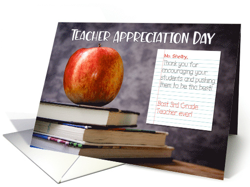 3rd Grade Teacher Appreciation Day Apple and Books with name card