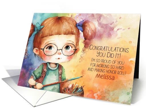 Honor Roll Congratulations School Girl Custom Front card (923978)