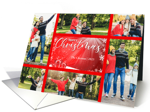 Christmas Red and White with Six Custom Photos card (928722)