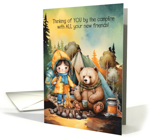 Girl Thinking of You Away at Summer Camp for Kids card (933907)