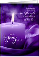 Sister Remembrance Death Anniversary Purple Candle card