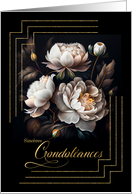 French Language Condolances Magnolia Blooms on Black card