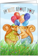for Husband Birthday Romantic Squirrels Stealing a Kiss card