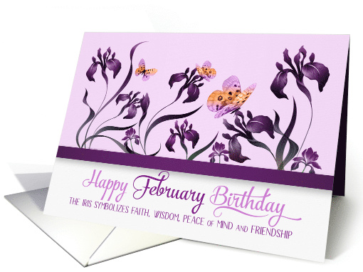 February Birthday Purple Iris with Butterflies card (934842)