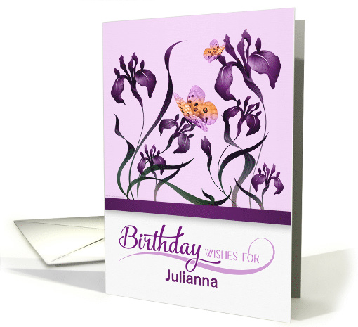 Custom Birthday Iris Garden with Butterflies in Purple and... (934844)