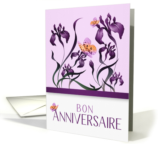 French Birthday Bon Anniversaire - Purple Iris Garden card (935024)