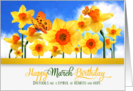 March Birthday Daffodils with Butterflies card