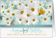 April Birthday Daisies with Butterflies and a Frog card