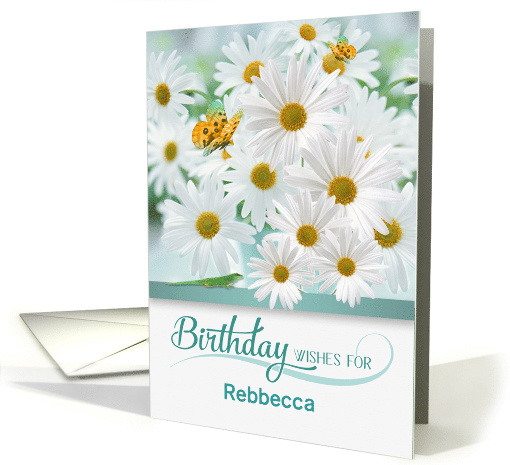 Custom April Birthday Daisies with Butterflies and a Lizard card