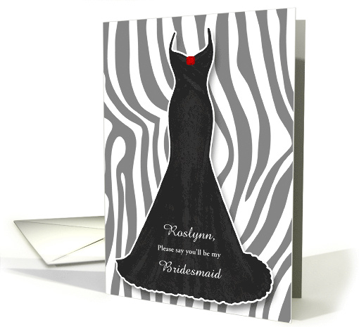 Bridesmaid Request Animal Print with Red Custom card (937680)