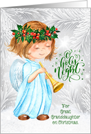 for Great Granddaughter Christmas Angel Girl and Pines card