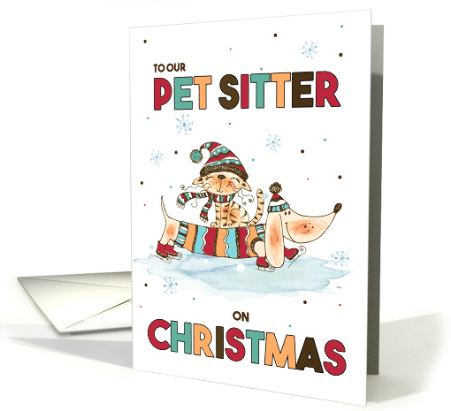 for Pet Sitter on Christmas Wiener Dog and Cat card (940028)