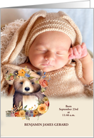 Letter B Birth Announcement Woodland Boho Baby’s Photo card