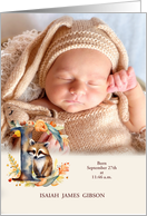 Letter I Birth Announcement Woodland Tribal with Photo card