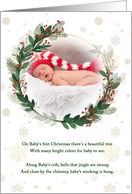 Baby’s 1st Christmas Red and Green Botanical Wreath card