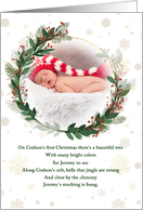 Godson’s 1st Christmas Custom Front Red and Green card