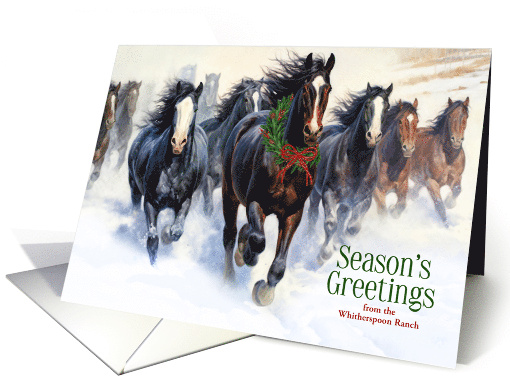 Western Themed Wild Horses in the Snow Custom card (954337)