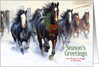 Wyoming Wild Horses Western Theme Custom Christmas card