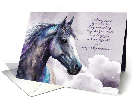 Follow Your Dreams Shades of Purple Watercolor Horse card (957551)