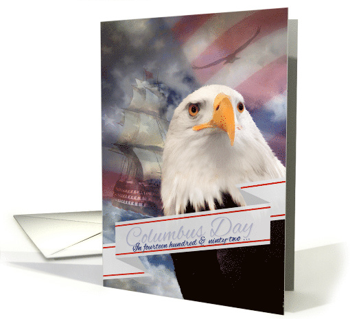 Columbus Day Eagle and Ship on the Ocean card (959589)