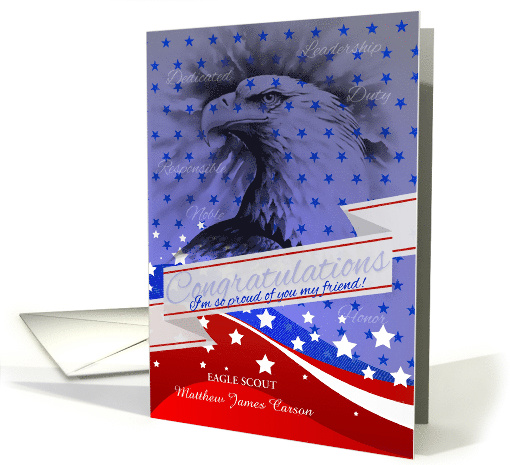 for Friend Custom Eagle Scout Congratulations American Flag card
