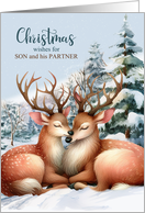 for Son and His Partner on Christmas Romantic Reindeer card