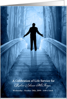 Male Celebration of Life Service Blue Heavenly Bridge Custom card