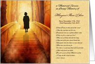 Female Silhouette Memorial Service Invitation Golden Bridge card