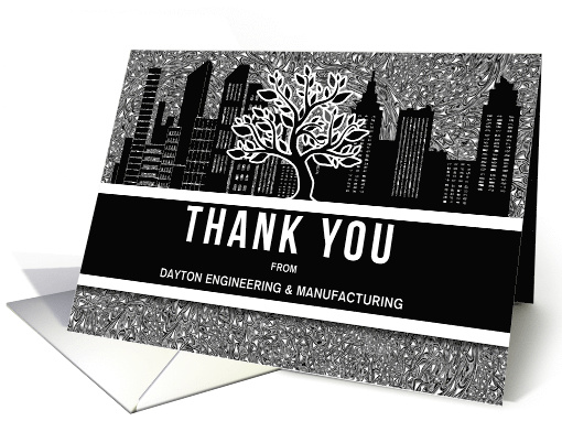 Business Custom Thank You Skyline in Classic Black Blank card (970123)