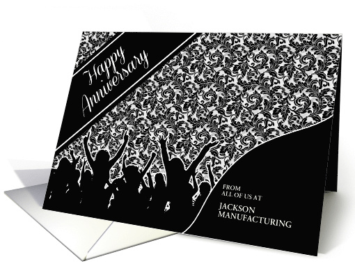 Business or Corporate Anniversary Black Damask Custom card (970135)