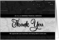 Customer Appreciation Classic Black Damask with Business Name card