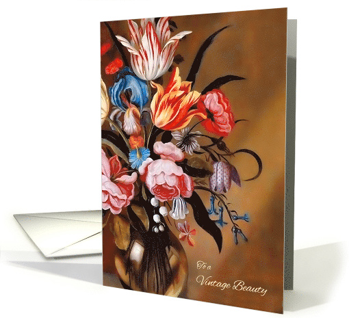Birthday for Her Vintage Art Floral with a Feminine Feel card (975457)