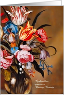 for Godmother’s Birthday Feminine Vintage Art Floral Custom card