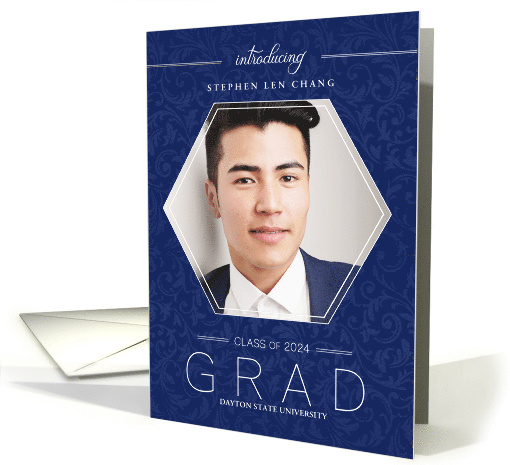 Blue Class of 2024 Graduation Invitation Custom Photo card (976691)