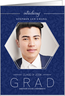 Blue Class of 2024 Graduation Invitation Custom Photo card