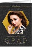 Class of 2024 Black and Gold Graduation Announcement Photo card