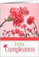 Spanish Birthday Feliz cumpleaos! Pink Carnations card