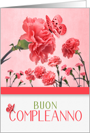 Italian Birthday Buon Compleanno! Pink Carnations card