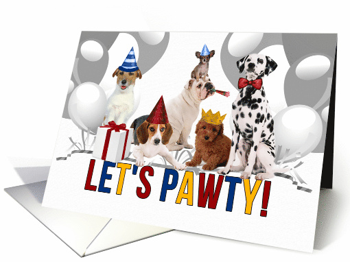 Cute Pack of Dogs in Party Hats Birthday Party Invitation card