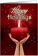 Healing Hands Happy Holidays Red Candlelight card