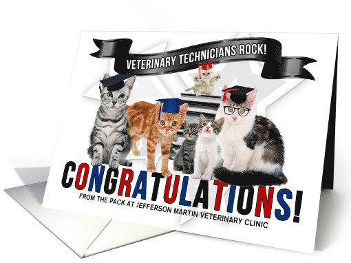 Custom Congratulations Vet Tech Graduate Cats card (999439)