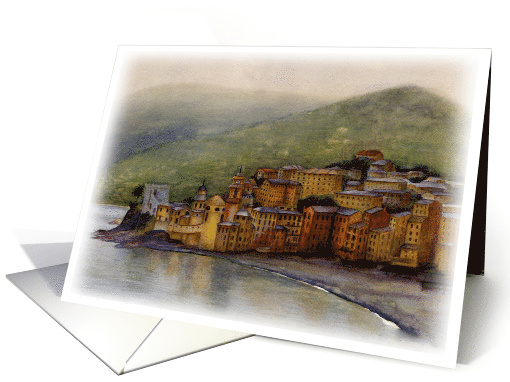 Watercolor painting of Camogli, Italy Blank card (490137)